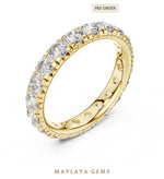Load image into Gallery viewer, Maylaya Gems round v-set eternity band lab-grown diamond band in yellow gold
