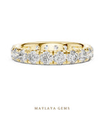 Load image into Gallery viewer, Maylaya Gems round v-set eternity band lab-grown diamond band in yellow gold