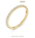 Load image into Gallery viewer, Maylaya Gems round fine eternity band lab-grown diamond band in yellow gold