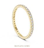 Load image into Gallery viewer, Maylaya Gems round fine eternity band lab-grown diamond band in yellow gold