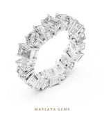 Load image into Gallery viewer, Maylaya Gems pear round emerald mixed eternity band lab-grown diamond band in white gold
