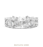 Load image into Gallery viewer, Maylaya Gems pear round emerald mixed eternity band lab-grown diamond band in white gold