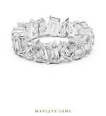 Load image into Gallery viewer, Maylaya Gems pear round emerald mixed eternity band lab-grown diamond band in white gold