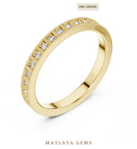 Load image into Gallery viewer, Maylaya Gems round milgrain eternity band lab-grown diamond band in yellow gold