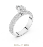 Load image into Gallery viewer, Maylaya Gems pear three-row pavé lab-grown diamond ring in white gold