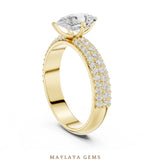 Load image into Gallery viewer, Maylaya Gems pear three-row pavé lab-grown diamond ring in yellow gold