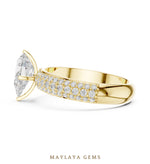 Load image into Gallery viewer, Maylaya Gems pear three-row pavé lab-grown diamond ring in yellow gold