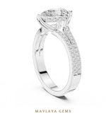 Load image into Gallery viewer, Maylaya Gems pear hidden halo split pavé lab-grown diamond ring in white gold