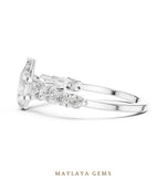 Load image into Gallery viewer, Maylaya Gems pear graduated round side-stone lab-grown diamond ring in white gold
