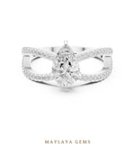 Load image into Gallery viewer, Maylaya Gems pear open split pavé lab-grown diamond ring in white gold