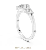 Load image into Gallery viewer, Maylaya Gems pear curved trillion trilogy lab-grown diamond ring in white gold