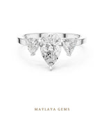 Load image into Gallery viewer, Maylaya Gems pear curved trillion trilogy lab-grown diamond ring in white gold