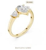 Load image into Gallery viewer, Maylaya Gems pear curved trillion trilogy lab-grown diamond ring in yellow gold