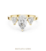 Load image into Gallery viewer, Maylaya Gems pear curved trillion trilogy lab-grown diamond ring in yellow gold