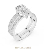 Load image into Gallery viewer, Maylaya Gems pear double-rail pavé lab-grown diamond ring in white gold