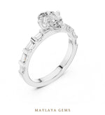 Load image into Gallery viewer, Maylaya Gems pear baguette side-stone lab-grown diamond ring in white gold