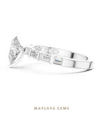 Load image into Gallery viewer, Maylaya Gems pear baguette side-stone lab-grown diamond ring in white gold