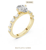 Load image into Gallery viewer, Maylaya Gems pear baguette side-stone lab-grown diamond ring in yellow gold