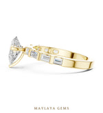 Load image into Gallery viewer, Maylaya Gems pear baguette side-stone lab-grown diamond ring in yellow gold
