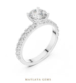 Load image into Gallery viewer, Maylaya Gems round fine pavé lab-grown diamond ring in white gold