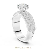 Load image into Gallery viewer, Maylaya Gems round wide pavé lab-grown diamond ring in white gold