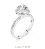 Load image into Gallery viewer, Maylaya Gems round cushion halo pavé lab-grown diamond ring in white gold