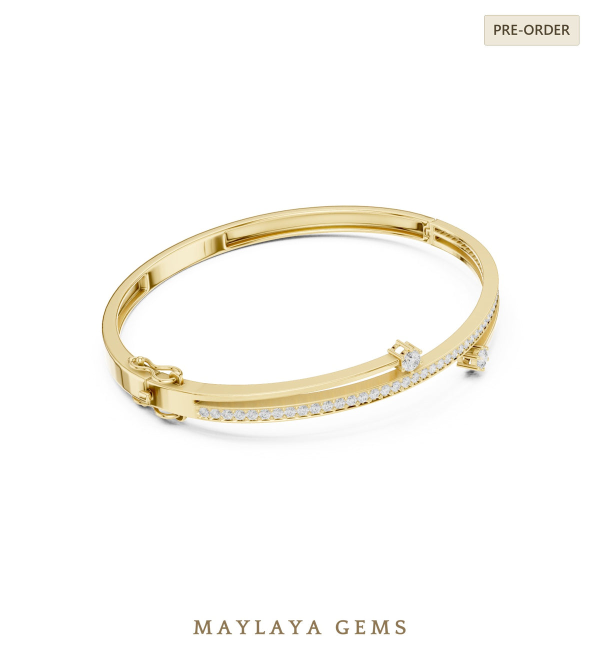 Maylaya gems lab grown diamond bracelet in yellow gold