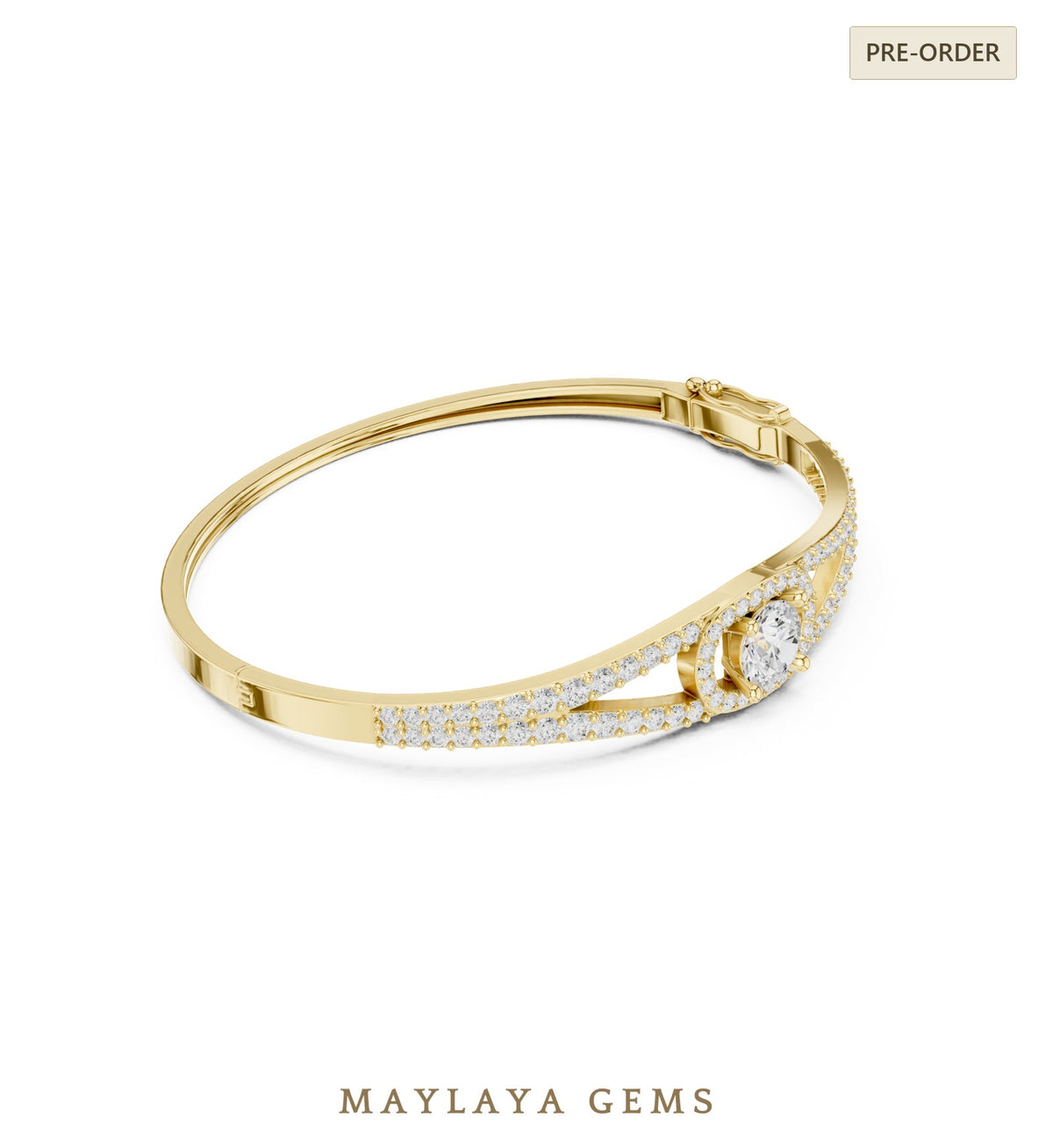 Maylaya gems lab grown diamond bracelet in yellow gold