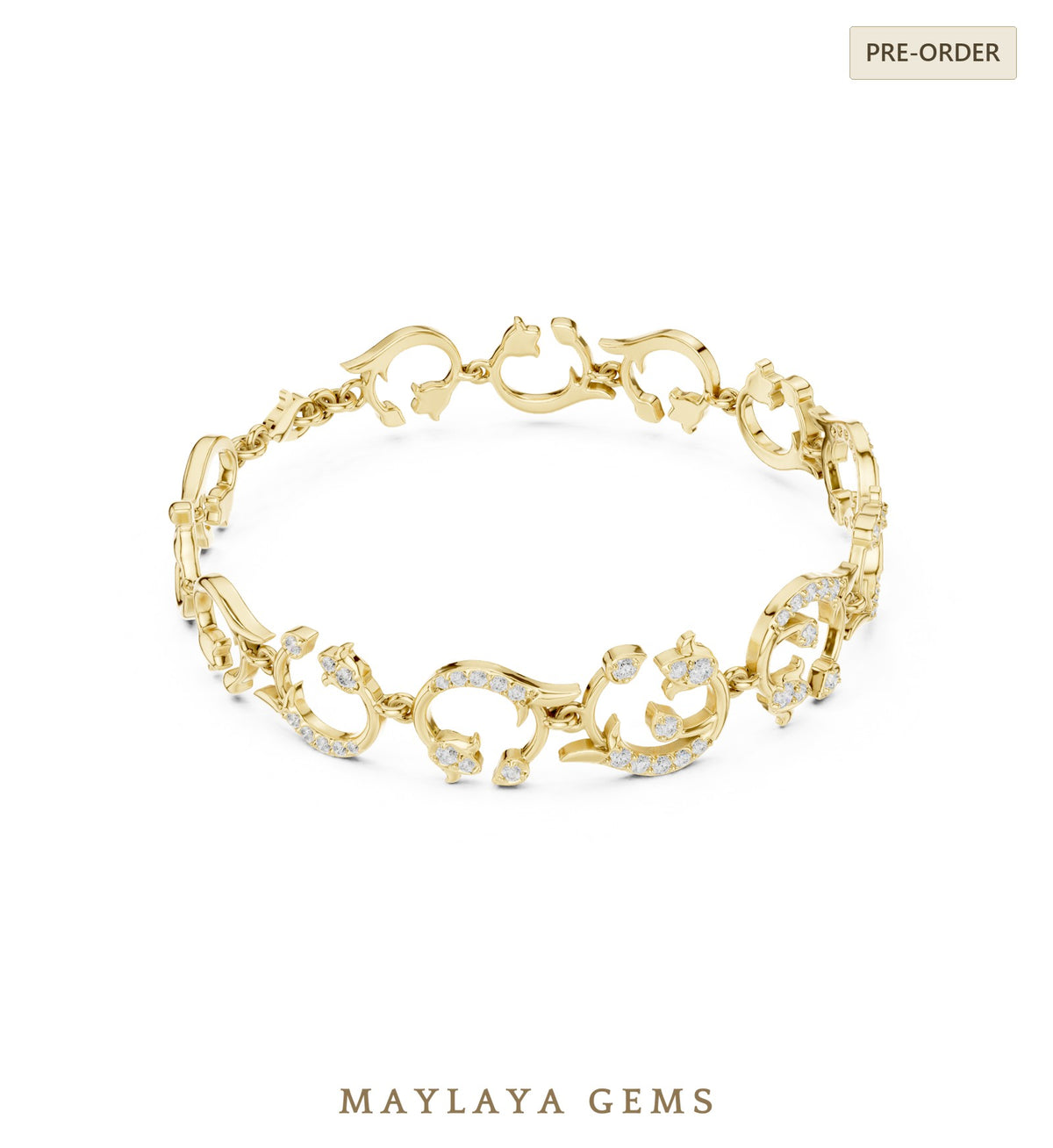 Maylaya gems lab grown diamond bracelet in yellow gold