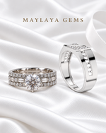 Load image into Gallery viewer, Maylaya Gems MG-BD-04 couple rings on white bridal satin