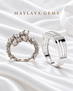 Load image into Gallery viewer, Maylaya Gems MG-BD-06 couple rings on white bridal satin