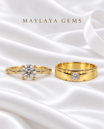 Load image into Gallery viewer, Maylaya Gems MG-CR-10 — white wedding couple-ring presentation