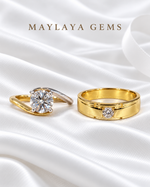 Load image into Gallery viewer, Maylaya Gems MG-CR-15 — white wedding couple-ring presentation