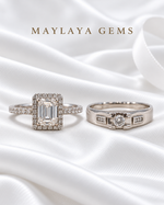 Load image into Gallery viewer, Maylaya Gems MG-CR-19 — white wedding couple-ring presentation