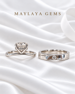 Load image into Gallery viewer, Maylaya Gems MG-CR-23 — white wedding couple-ring presentation