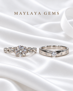 Load image into Gallery viewer, Maylaya Gems MG-CR-25 — white wedding couple-ring presentation