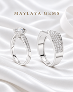 Load image into Gallery viewer, Maylaya Gems MG-PO-15 — white wedding couple-ring presentation