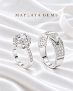 Load image into Gallery viewer, Maylaya Gems MG-PO-16 — white wedding couple-ring presentation