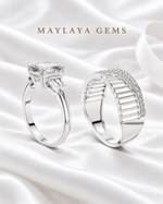 Load image into Gallery viewer, Maylaya Gems MG-PO-17 — white wedding couple-ring presentation