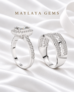 Load image into Gallery viewer, Maylaya Gems MG-PO-18 — white wedding couple-ring presentation