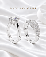 Load image into Gallery viewer, Maylaya Gems MG-PO-20 — white wedding couple-ring presentation