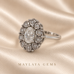Load image into Gallery viewer, Maylaya Gems M060 oval diamond halo ring — three-quarter view from verified M060 Drive folder