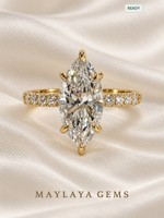 Load image into Gallery viewer, Maylaya Gems M185 — 4.09 ct marquise lab-grown diamond ring in 9K yellow gold, front view