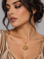 Load image into Gallery viewer, Maylaya Gems 9K Gold Windmill Diamond Pendant — B003 / 341184 — AI-generated young adult model in eveningwear / ภาพจำลองนางแบบสวมเครื่องประดับด้วย AI