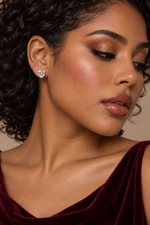 Load image into Gallery viewer, Maylaya Gems 9K Gold 2.05/2.04 ct Heart Lab-Grown Diamond Earrings — Stk3 — AI-generated young adult model in eveningwear / ภาพจำลองนางแบบสวมเครื่องประดับด้วย AI