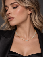 Load image into Gallery viewer, Maylaya Gems 4.16 ct Round Lab-Grown Diamond Necklace — AI-generated young adult model in eveningwear / ภาพจำลองนางแบบสวมเครื่องประดับด้วย AI