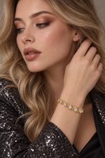 Load image into Gallery viewer, Maylaya Gems 0.83 ct Round Lab-Grown Diamond Bracelet — AI-generated young adult model in eveningwear / ภาพจำลองนางแบบสวมเครื่องประดับด้วย AI