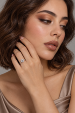 Load image into Gallery viewer, Maylaya Gems White Rhodium 9K Round 1.09ct Lab-Grown Diamond Solitaire Ring — M009 — AI-generated young adult model in eveningwear / ภาพจำลองนางแบบสวมเครื่องประดับด้วย AI