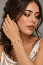 Load image into Gallery viewer, Maylaya Gems 2.09 ct Round Lab-Grown Diamond Bracelet — AI-generated young adult model in eveningwear / ภาพจำลองนางแบบสวมเครื่องประดับด้วย AI