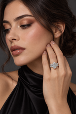 Load image into Gallery viewer, Maylaya Gems 9K Gold 2 ct Oval Lab-Grown Diamond Ring — Stk52 — AI-generated young adult model in eveningwear / ภาพจำลองนางแบบสวมเครื่องประดับด้วย AI